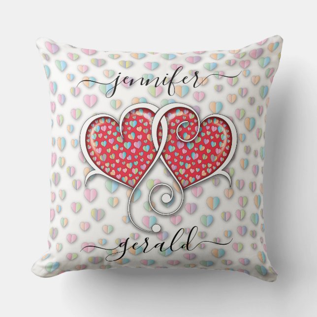 Coussin Conception de cœurs entrelacés pour la Saint-Valen (Recto)