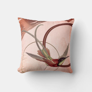 Coussin Conception de colibris roses et marrons