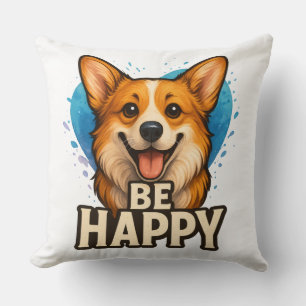 Coussin Conception de Corgi Heureux pour Amoureux de Chien