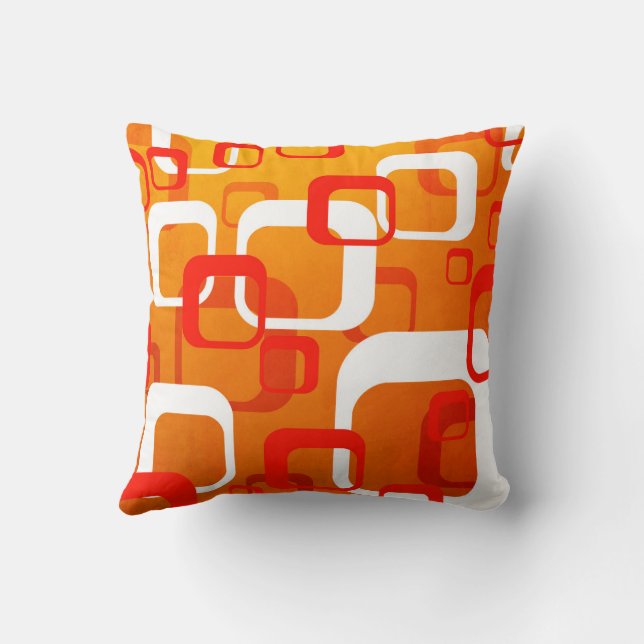 Coussin Conception de cube rétro orange (Verso)