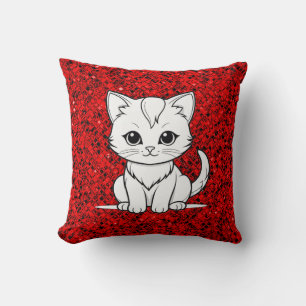Coussin Conception de dessin au trait de chat stylisé-5231