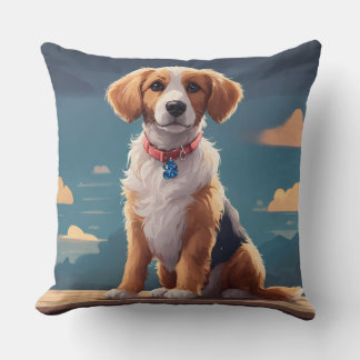 Coussin Conception de dessin de chien jouant