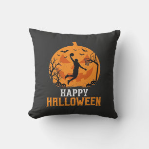 Coussin Conception de dunk de basket-ball Halloween citrou