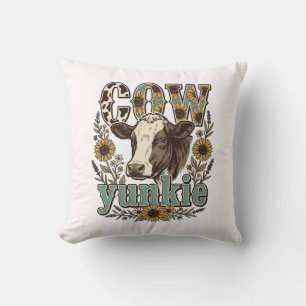 Coussin Conception de ferme de tournesol Yunkie vache vint