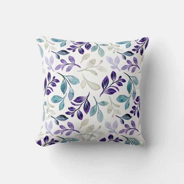 Coussin Conception de feuilles d'aquarelle harmonieuses (Recto)