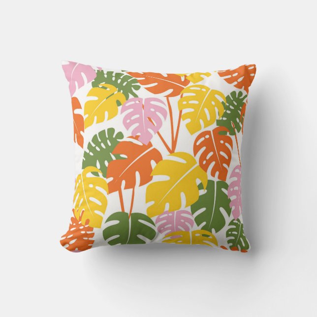 Coussin Conception de feuilles de monstère tropicale (Recto)
