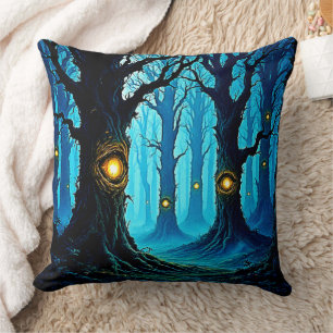Coussin Conception de forêt de l'oeil de fantasy sombre