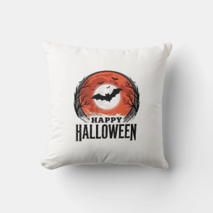 Coussin Conception de gravure de chauve-souris de lune d'H