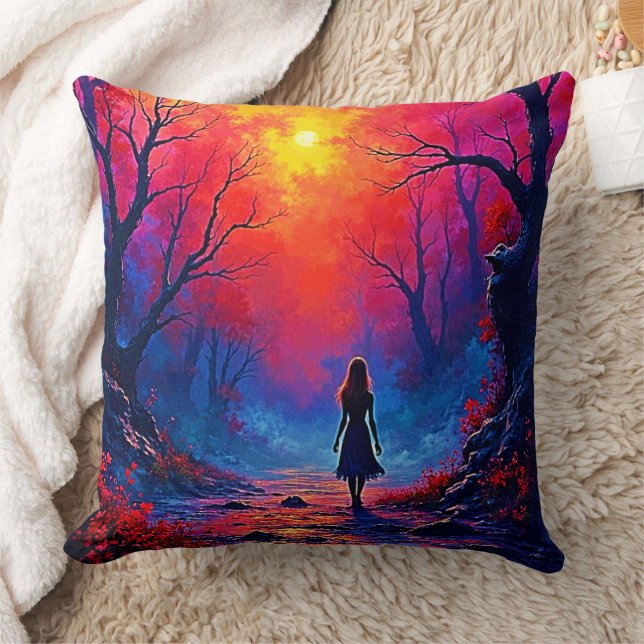 Coussin Conception de la solitude de la fille de la forêt  (Couverture)