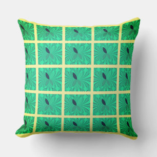 Coussin Conception de l'ampli Aqua et grille jaune beurre