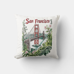 Coussin Conception de l'aquarelle du pont du Golden Gate d