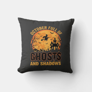 Coussin Conception de lune d'Halloween de fantômes et d'om