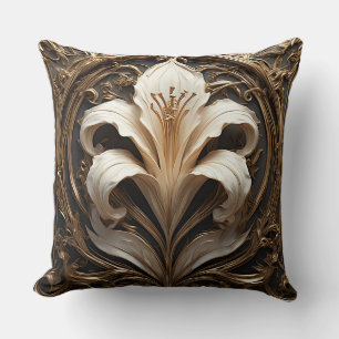 Coussin Conception de lys luxueuse en or - œuvre d'art orn