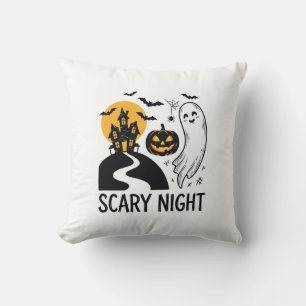 Coussin Conception de maison hantée Halloween de nuit effr