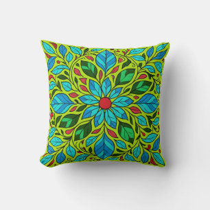 Coussin Conception de mandala de feuilles 