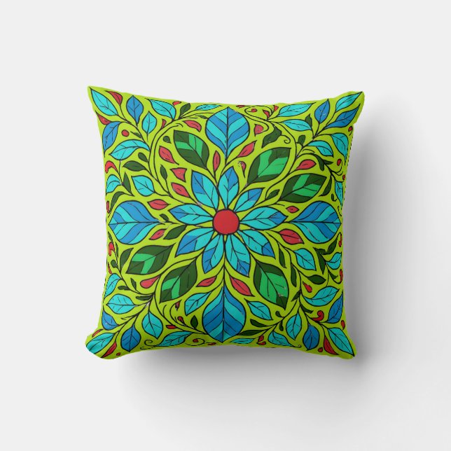 Coussin Conception de mandala de feuilles  (Recto)