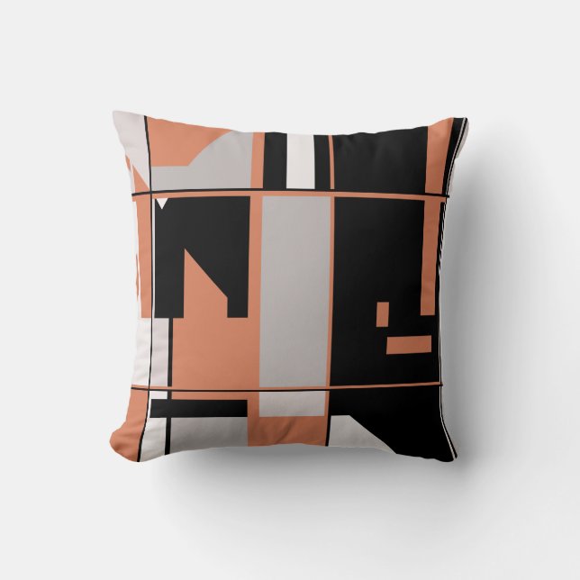 Coussin Conception de maquette en Saumon orange noir gris  (Recto)