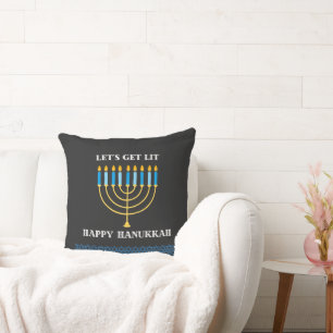 Coussin Conception de ménorah de Hanukkah bleue mignonne d