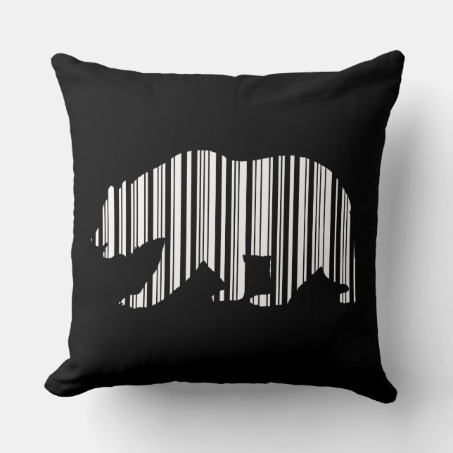 Coussin Conception de motif de code-barres de l'OURS DORÉ  (Recto)