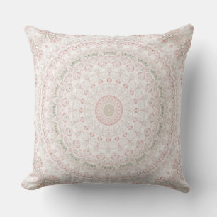 Coussin Conception de motif mandala rose et vert pastel