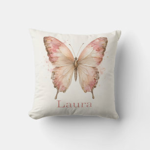 Coussin Conception de nom de papillon aquarelle personnali