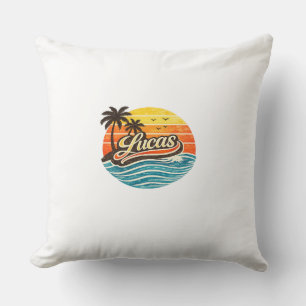 Coussin Conception de nom Lucas Retro Sunset