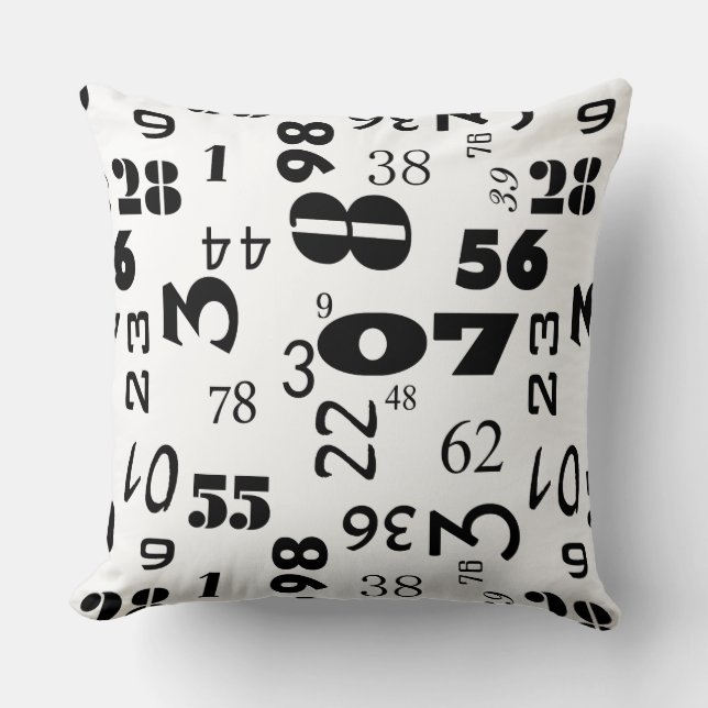Coussin Conception de nombres en noir et blanc (Recto)