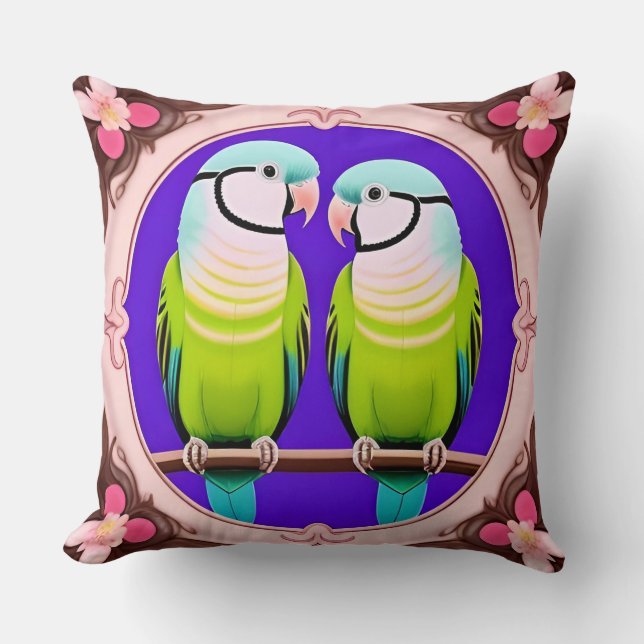 Coussin Conception de perroquet tropical esthétique – Flor (Recto)