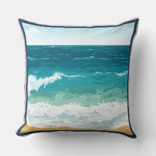 Coussin Conception de plage côtière minimaliste de vagues