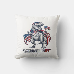 Coussin Conception de T-shirt blanc Patriotic T-Rex Ameris