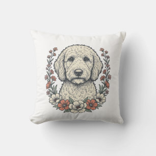 Coussin Conception de T-Shirt de Portrait de Chien Bouclé