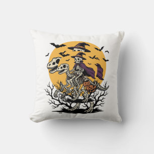 Coussin Conception de t-shirt Halloween de dinosaure squel