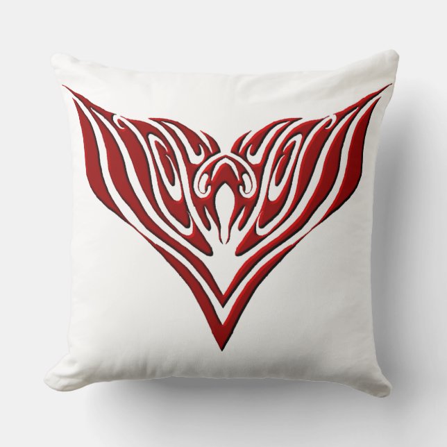 Coussin Conception de tatouage tribal d'oiseaux ailés roug (Recto)