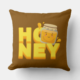 Coussin Conception de texte de miel mignon