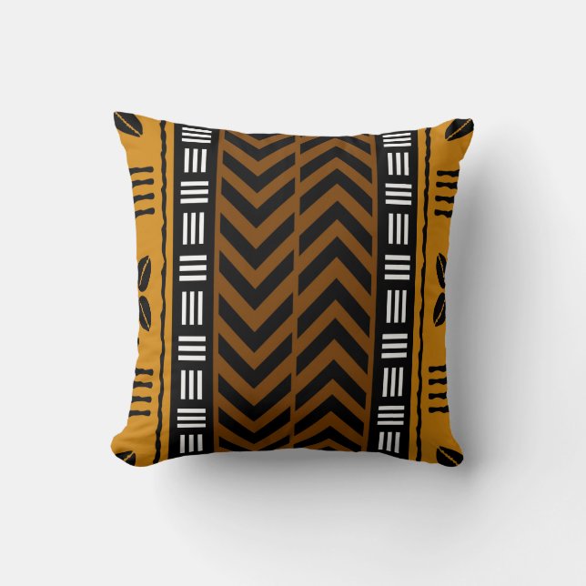 Coussin Conception de tissu de Bogolan en toile de boue af (Recto)