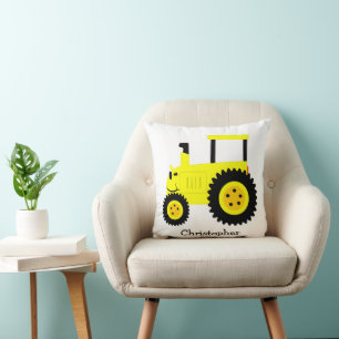 Coussin Conception de tracteur jaune personnalisée