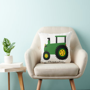 Coussin Conception de Tracteur Vert Personnalisé