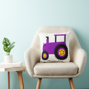 Coussin Conception de tracteur violet personnalisée