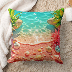 Coussin Conception des coquilles de plage baisées au solei