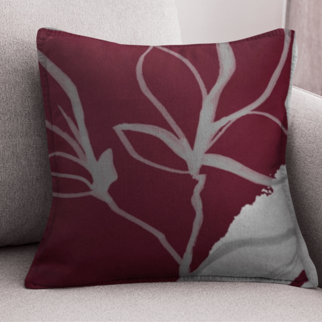 Coussin Conception des feuilles d'aquarelle de Bourgogne e (Créateur téléchargé)
