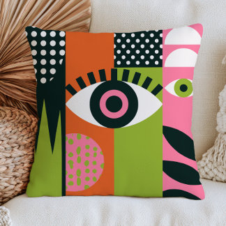 Coussin Conception d'œil mauvais funky RÉTRO Abstrait esth
