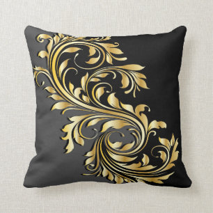 Coussin Conception d'or, noire et grise élégante