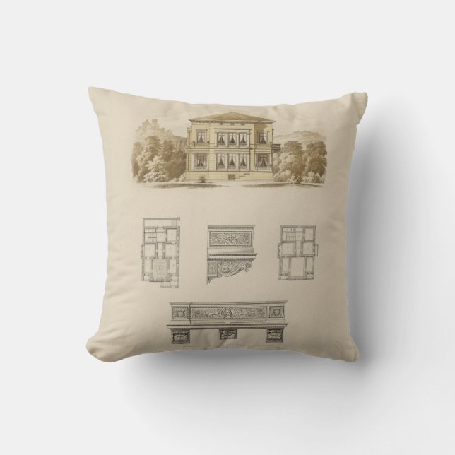 Coussin Conception d'une propriété avec plans d'intérieur (Recto)