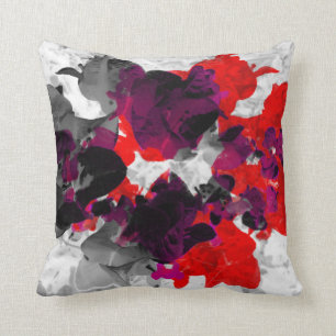 Coussin Conception florale abstraite - rouge et pourpre