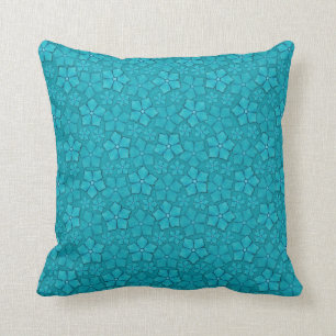 Coussin Conception florale bleu-vert