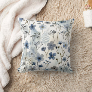 Coussin Conception florale décontractée de bleu organique