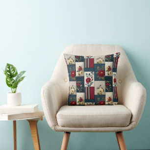 Coussin Conception florale et géométrique rustique