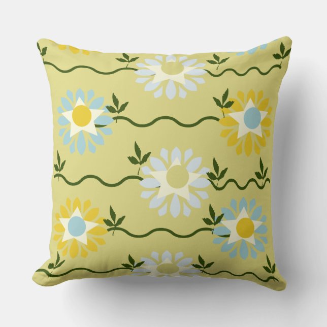 Coussin Conception florale verte  (Recto)