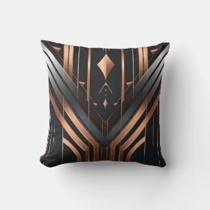 Coussin Conception géométrique Art Déco cuivre et argent