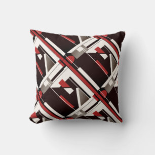 Coussin Conception géométrique en diagonale rouge Brown